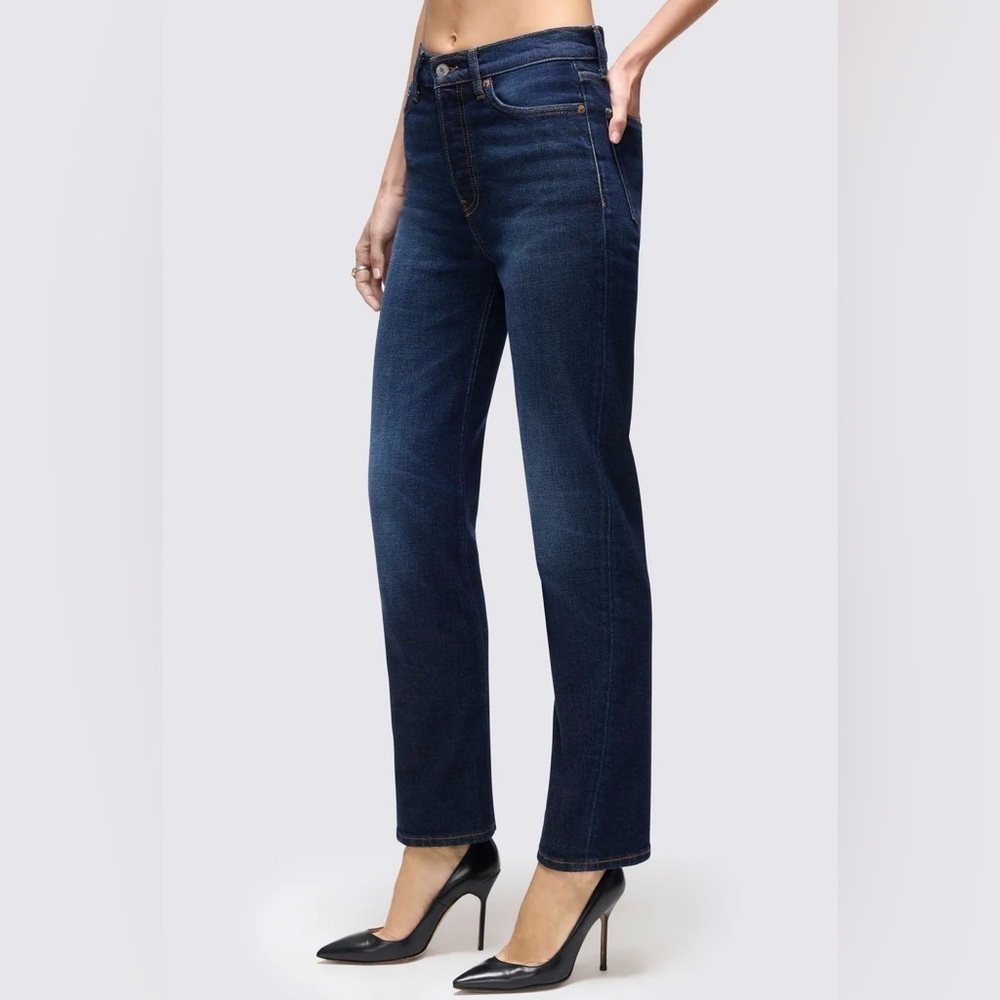 Re/Done 70s High-Rise Stove Pipe Jeans -
Deep Faded Blue, Size 28